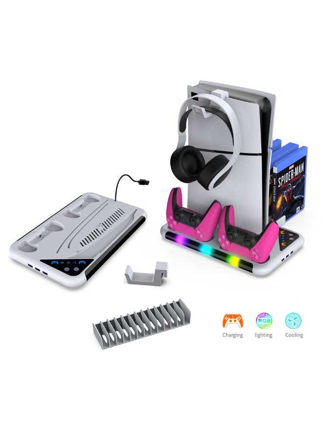 دوبي حامل تبريد متعدد الوظائف من دوبي لأجهزة بلاي ستيشن 5 وبلاي ستيشن 5 سليم وبلاي ستيشن 5 برو TP5-3557 D أبيض - Image 1